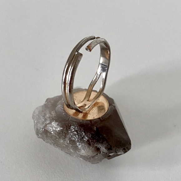 Handmade Smoky Quartz Crystal Raw Gem Statement Cocktail Ring Natural Gemstone - Picture 4 of 10